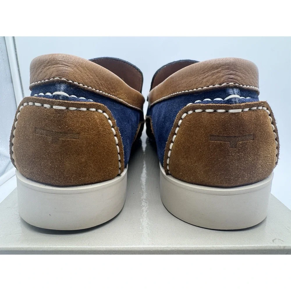 A.Testoni‎ Blue Suede Slip On Loafers Men Size 7 Made In Italy
